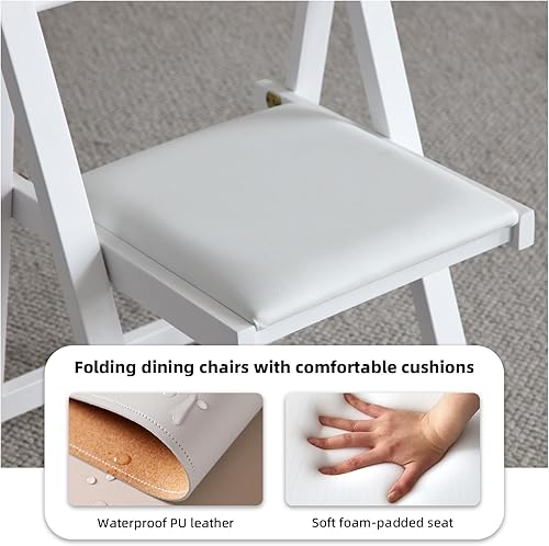 Miniatura 17 de FUNROLUX Sillas de comedor plegables con asientos acolchados, paquete de 2 sillas plegables de madera para mesa de cocina, eventos, fiestas, Gris