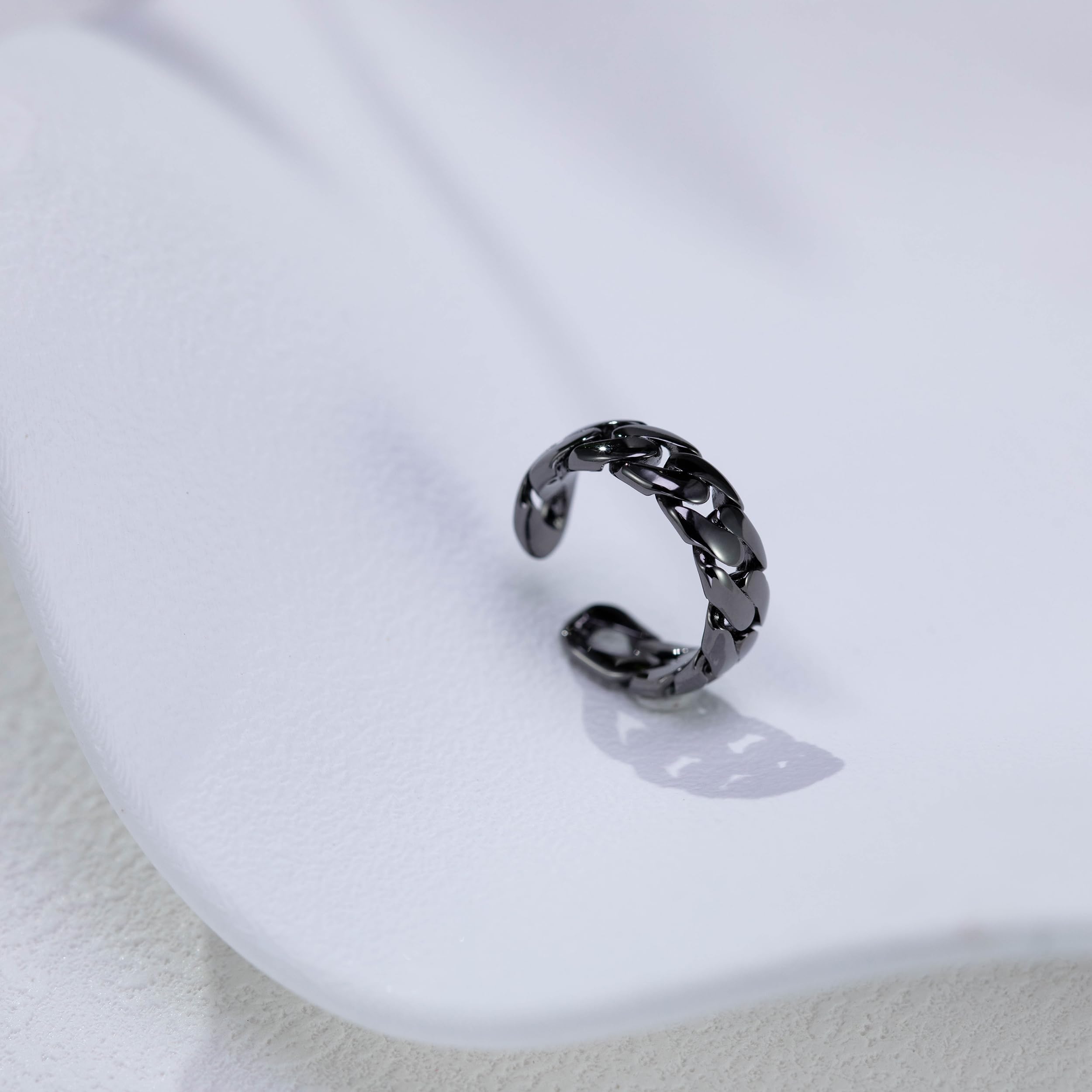 Ear Cuff Kubanische Kettenstruktur Fake Ohrringe Schwarz Unisex Stilvoll Punk Accessoires Ohrklemme Alltags Schmuck für Männer und Frauen Geeignet