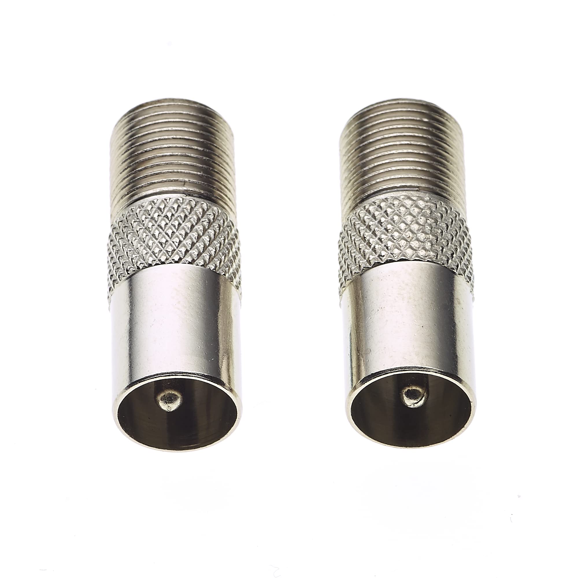 2-Pack TV Coaxial To F Type Adapter - Barrel Connector For Cable & Satellite