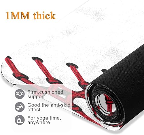 Miniatura 5 de Tapete de yoga con texturas de béisbol, 71 x 26 pulgadas, antideslizante, plegable, para viajes, gimnasio, pilates, con bolsa de almacenamiento para