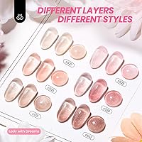 Vista 2 de Beetles - Juego de esmaltes de uñas de gel Jelly de 6 colores, tonos nude, rosa, marrón, con brillo y efecto de glitter, kit de esmaltes de gel