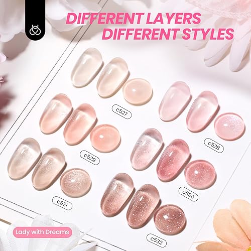 Miniatura 2 de Beetles Jelly - Juego de esmaltes de uñas de gel, 6 colores nude, rosa, marrón, brillante, dorado, para otoño, efecto transparente, remojar los