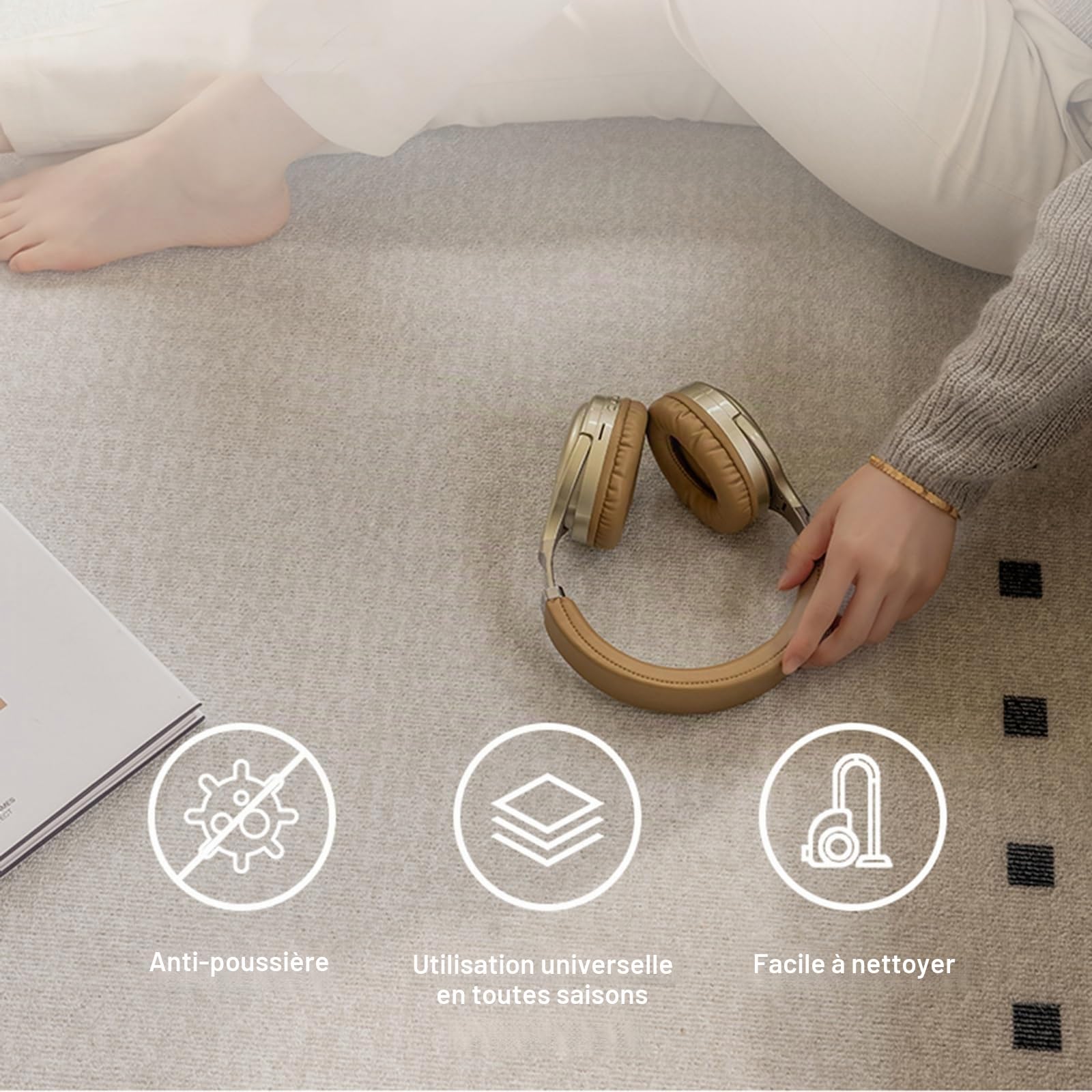 Tapis de Chaise de Bureau Antidérapant TPR - Facile à Nettoyer, Pour les Sols en Bois Dur et en Carrelage