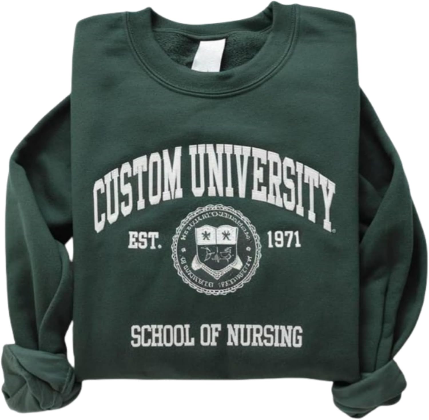 Custom University Sweatshirt – Personalized Embroidered College Crewneck, High School or Graduation Gift, Custom School Name Sweatshirt for Students, Alumni, or Teachers Multi