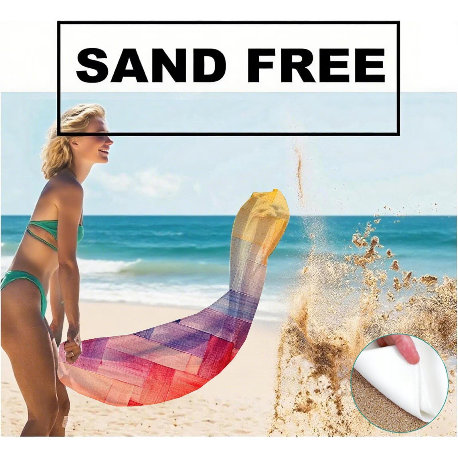 Telo Mare Microfibra, Telo Mare Grande 200x100 cm Set da 2, Antisabbia Asciugatura Rapida Assorbente Salvietta da Spiaggia Asciugamano per Palestra Piscina Viaggi Picnic, Regali Donna Geometria Q-674