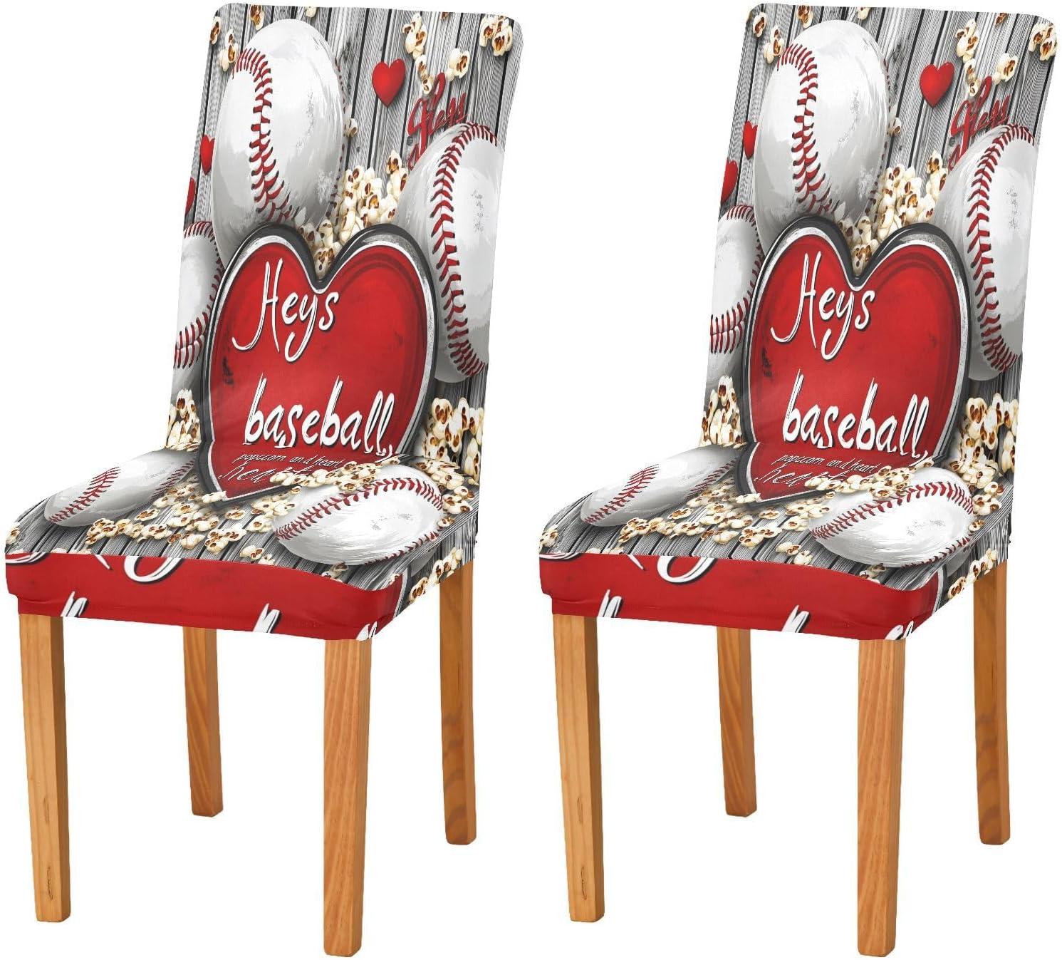 ALAZA Chair Covers for Dining Room, Baseball Stretch Chair Cover Sets Chair Protector Removable Washable for Ktichen Restaurant Hotel