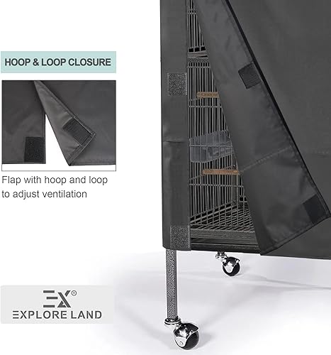 Explore Land Bird Universal Pet Cage Cover Good Night for Cats, Mink, Totoro, Parakeet, Parrot and Small Animals (Black, L)(Black,Medium)