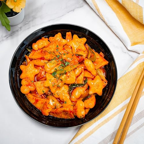 Miniatura 7 de Pastel de arroz coreano, Tteokbokki, divertido y masticable, 1 paquete (paquete de 2 individuales) vegano, sin OMG, sin gluten, fácil de cocinar,