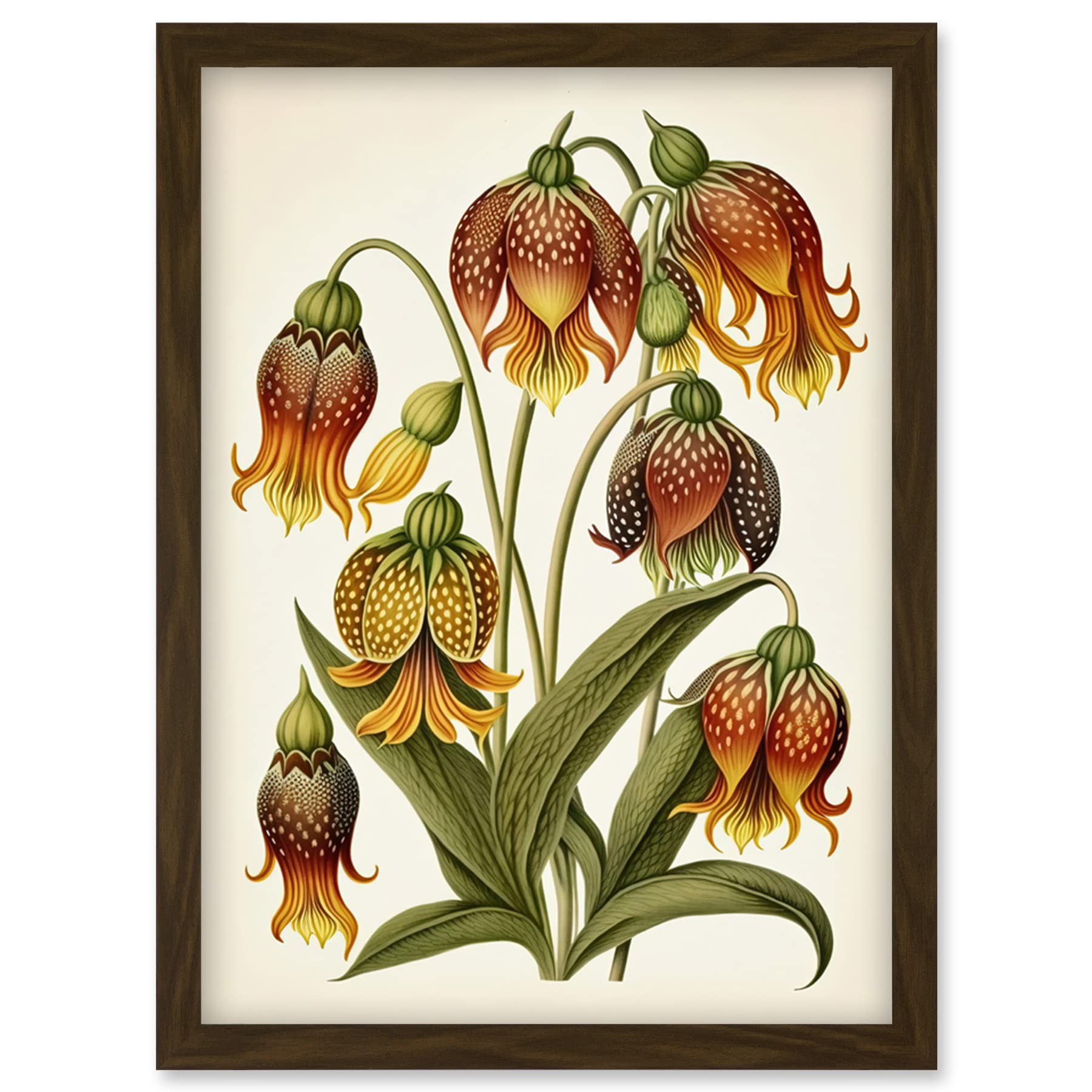 Artery8 Ernst Haeckel Inspired Fritillaria Flower Plant Study Modern Watercolour Painting Illustration Artwork Framed Wall Art Print A4