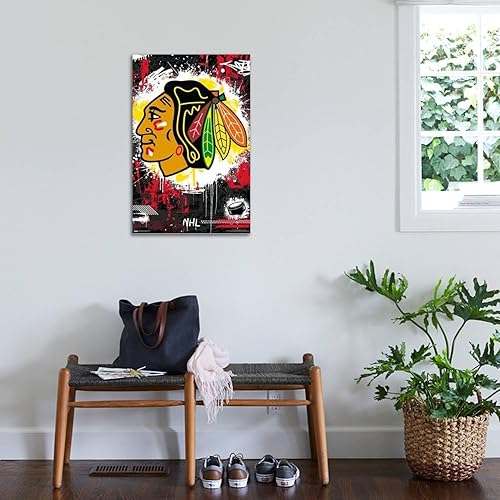 Miniatura 6 de Trends International NHL Chicago Blackhawks - Póster de pared con logotipo Maximalist 23, 14.72 x 22.37 pulgadas, lienzo estirado