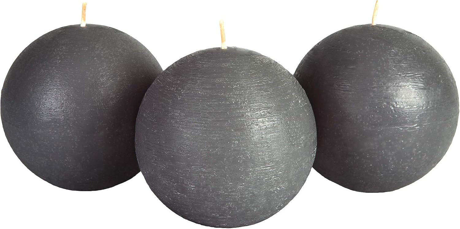 Dark Gray 3" Handmade Round-Shaped Candles, Fragrance-Free, Set of 3