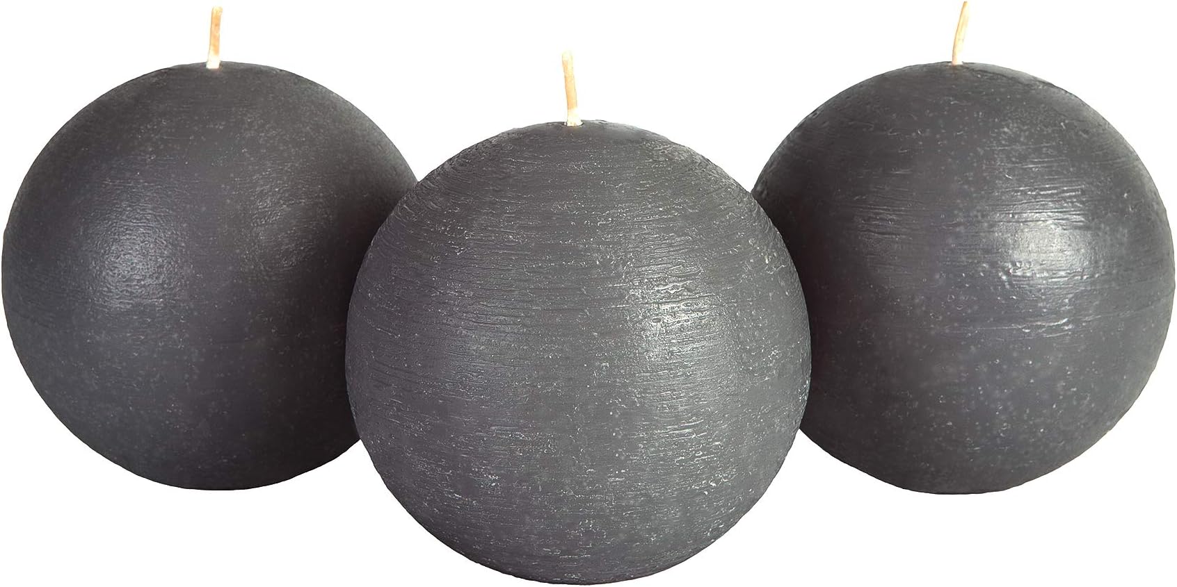 Candle AtelierDark Gray 3" Handmade Round-Shaped Candles, Fragrance-Free, Set of 3