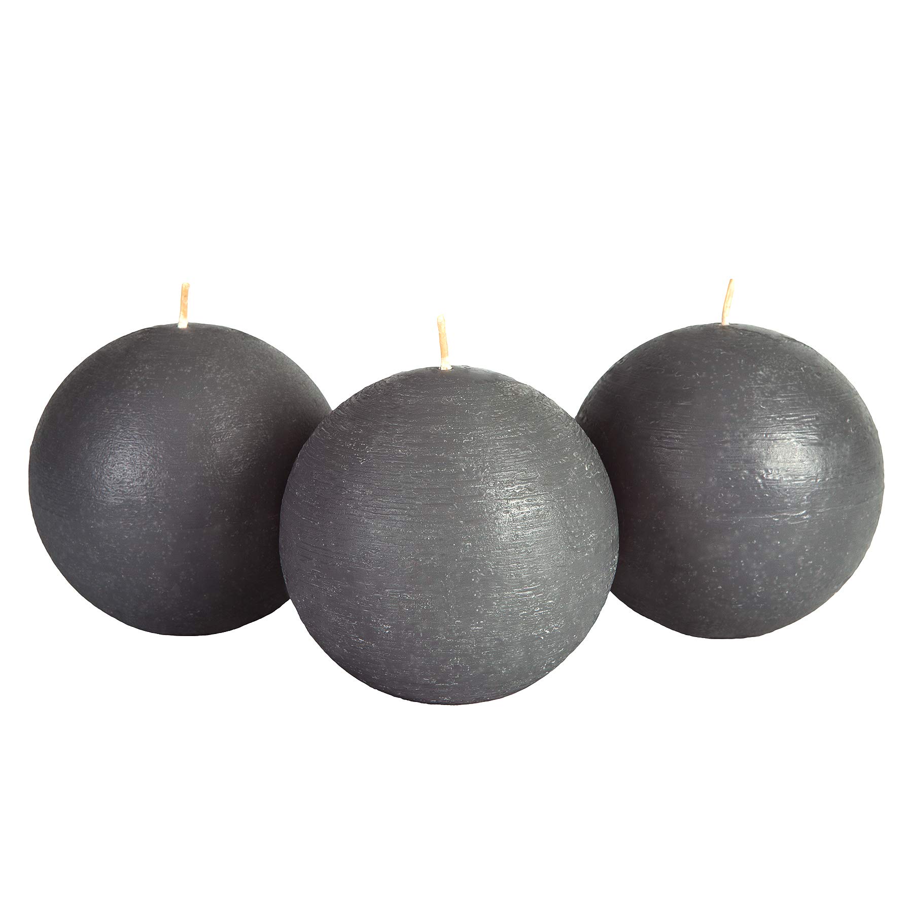 Candle AtelierDark Gray 3" Handmade Round-Shaped Candles, Fragrance-Free, Set of 3