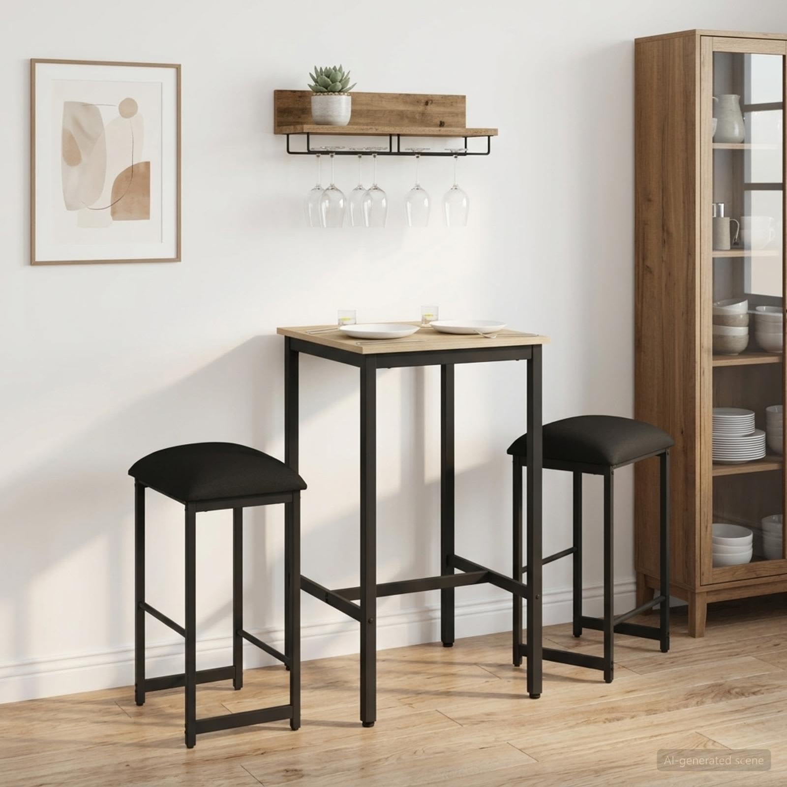 Taburete de Bar 2 uds Negro 40 x 32 x 64 cm