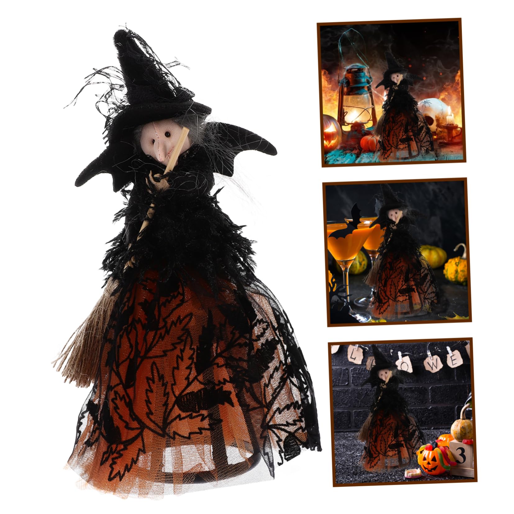 Amosfun 3pezzi Decorazione Halloween Streghetta Per Decorazione Per Halloween Statuetta Streghetta Per