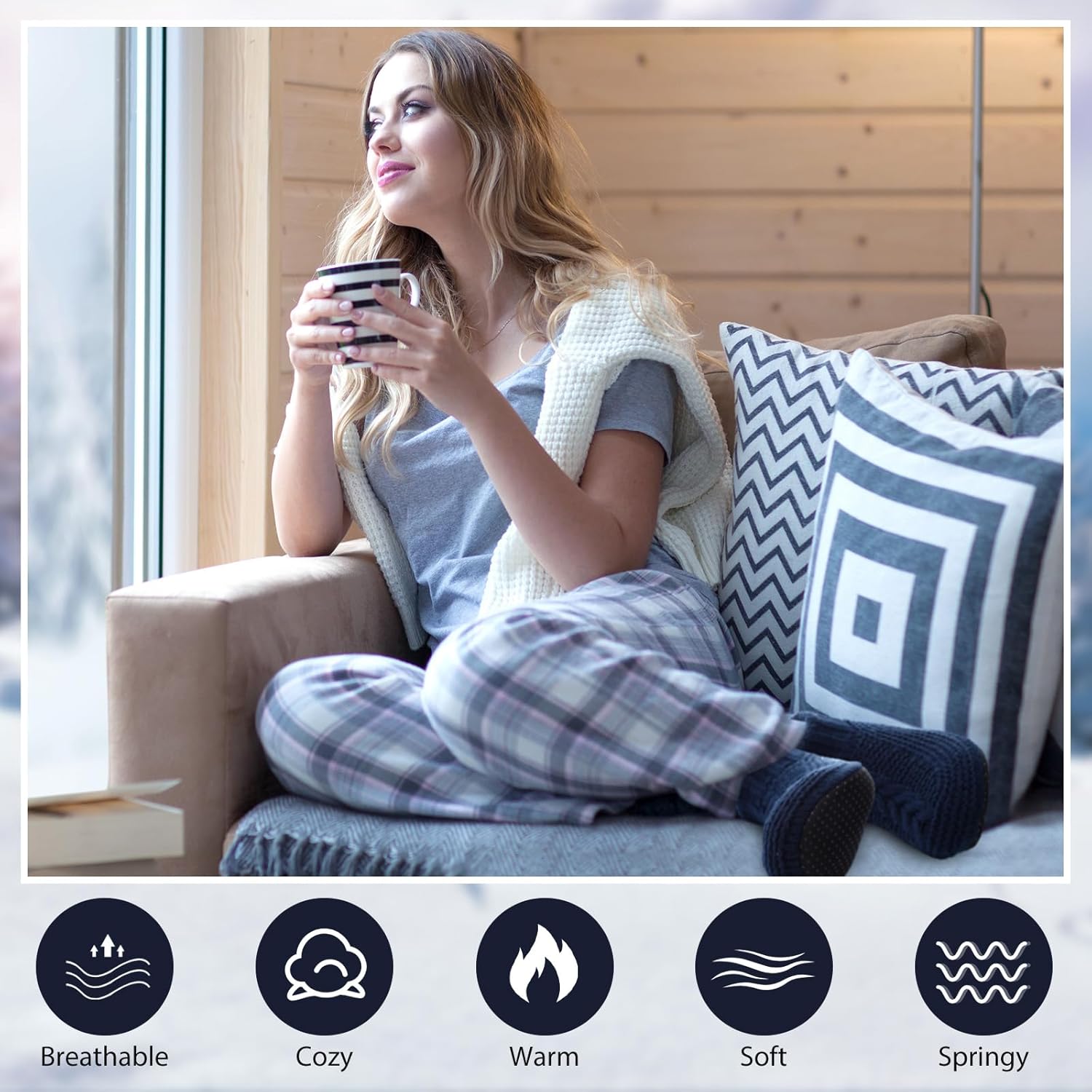 6 Pairs Soft Sole Slipper Socks with Grip Indoor Winter Non Slip House Shoes for Women Men Christmas Gifts - Image 6