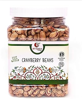 NY Spice Shop Cranberry Dried Beans - 1.5 Pound Dried Borlotti Beans - Romano Beans - All Natural Roman Cranberry (Borlotti) Beans - Great for Soups & Stews - High in Folate, Fiber, and Protein
