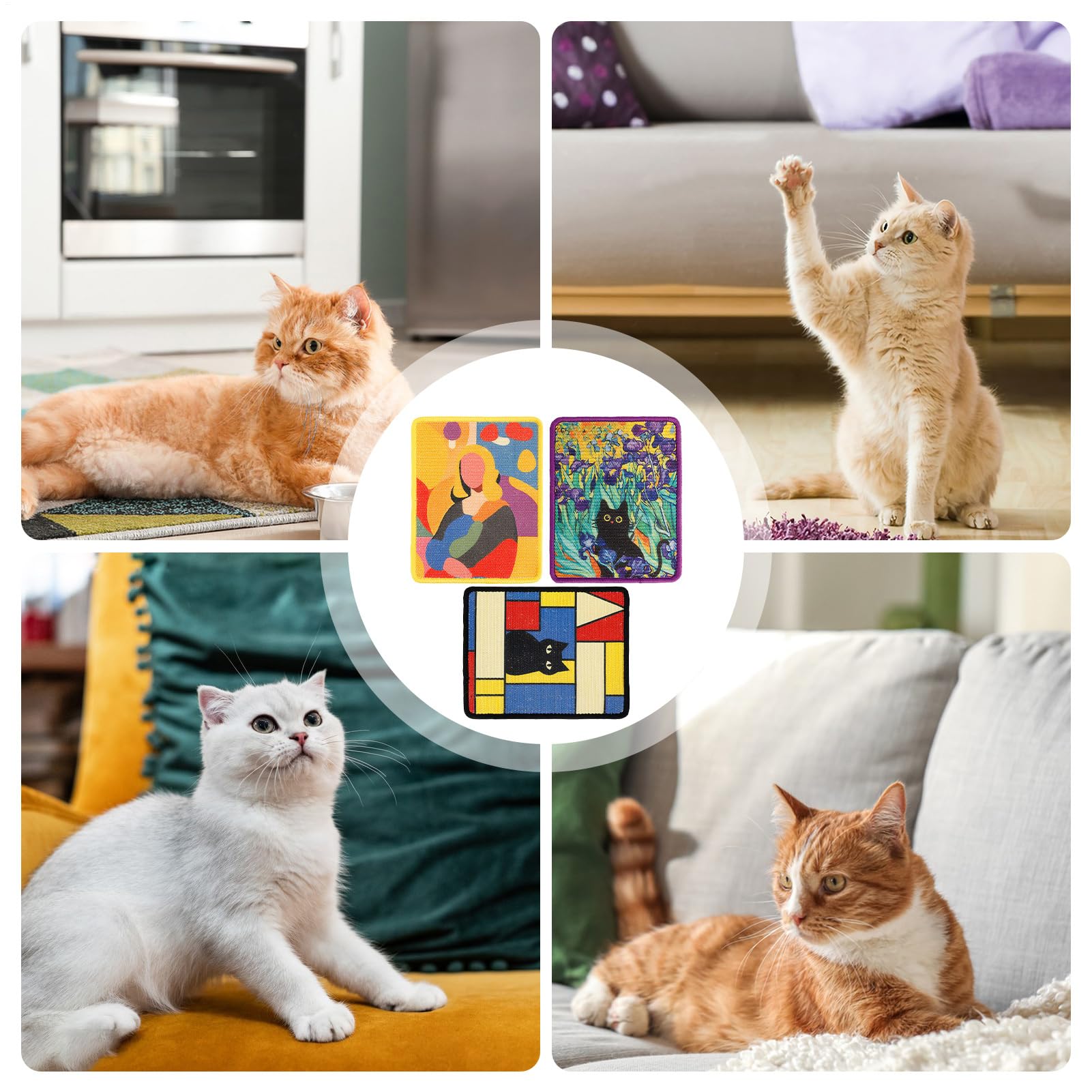 Cama rascadora para gatos, almohadilla de sisal, suministros para mascotas, rascador estético para gatos montado en la pared, para jugar en interiores, hogar, sala de estar, balcón, jaula de suelo