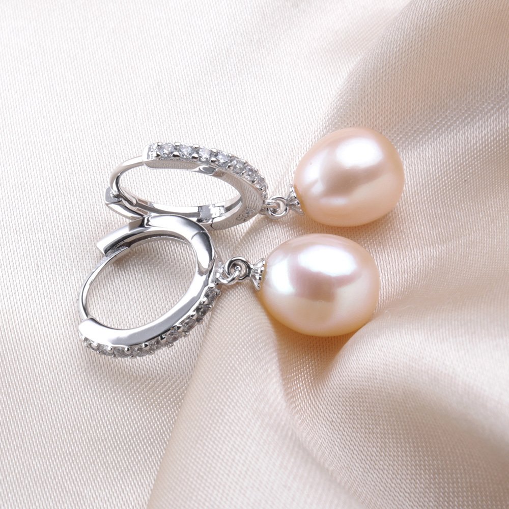 Kim Johanson Damen Perlen Schmuckset *Susi* aus 925 Sterling Silber mit echten Rosa Süßwasser Perlen Halskette & Ohrringe inkl. Schmuckbeutel