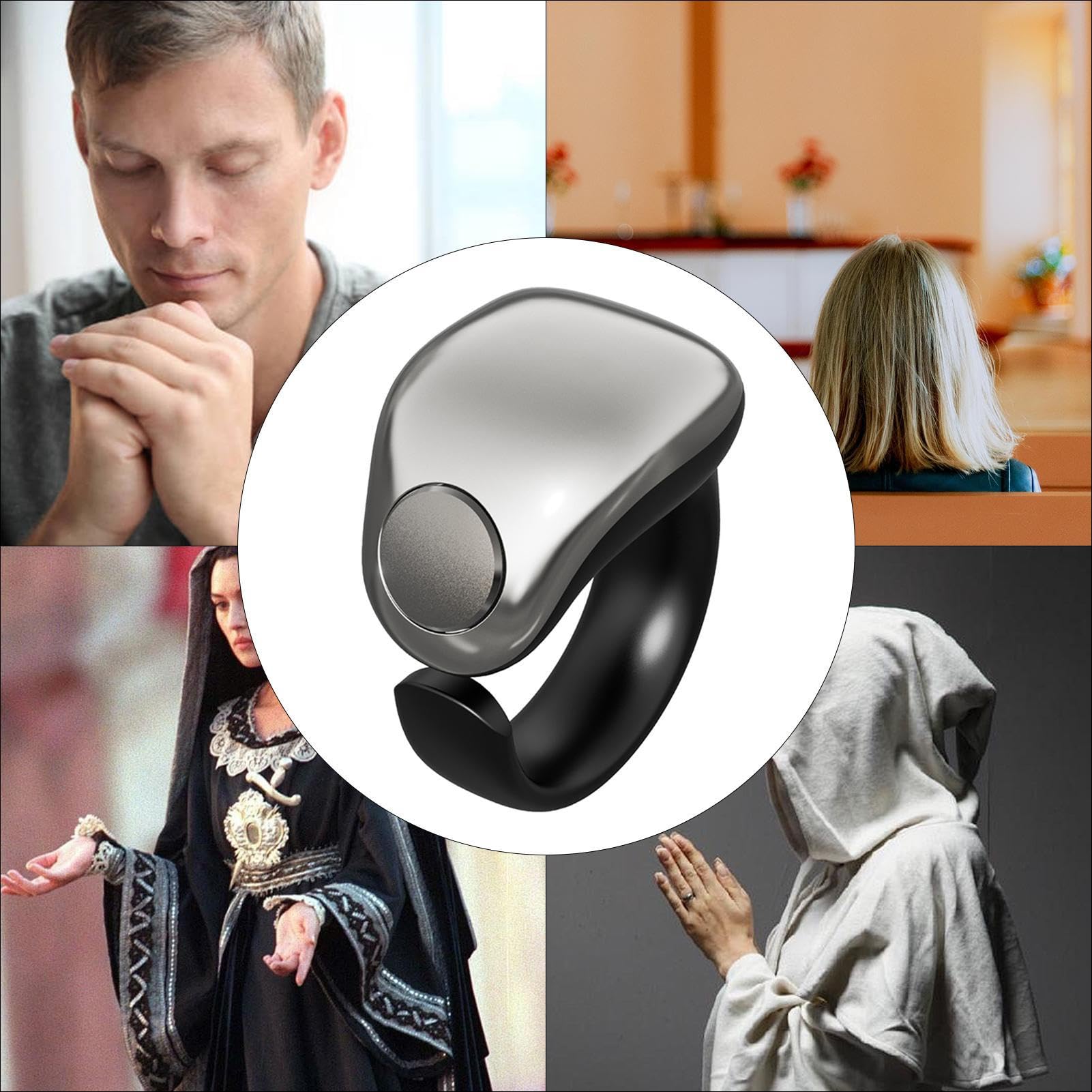 Generico Anillos Smart Men - Anillo de Oración Inalámbrico Digital, Banda Recargable a, Dispositivo de Impermeable, Accesorio de Estilo Moderno | contrapeso Portátil Mujeres con Condado