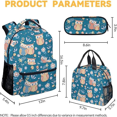 Miniatura 4 de COOPASIA Mochila escolar de búho para niñas y niños, mochila con temática de búhos de 16 pulgadas con correas ajustables, duradera, ligera, Búho1-2,