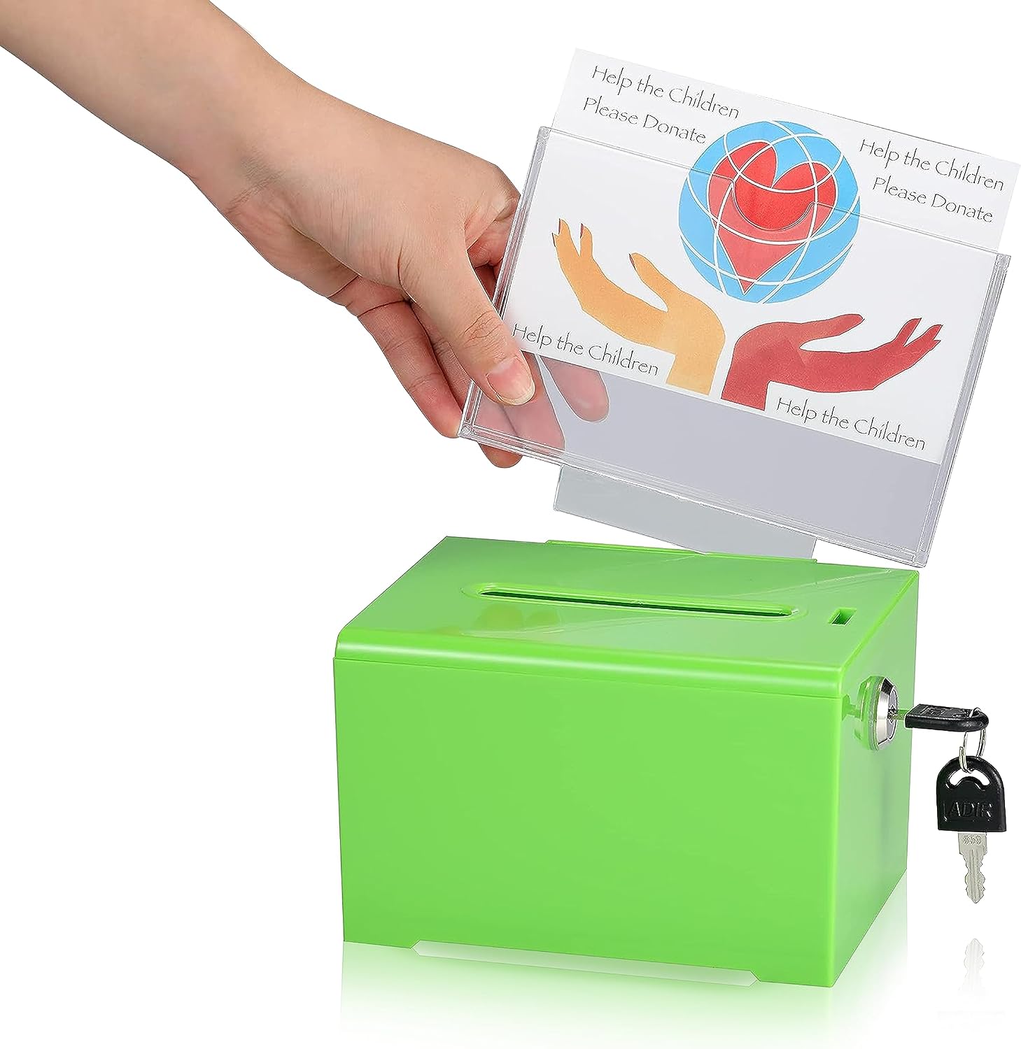 Adir Acrylic Donation Boxes with Sign Holder (6.25x4.5x4 In, Green), & Adir Acrylic Donation Boxes with Sign Holder (6.25x4.5x4 In, Yellow) Bundle image 2