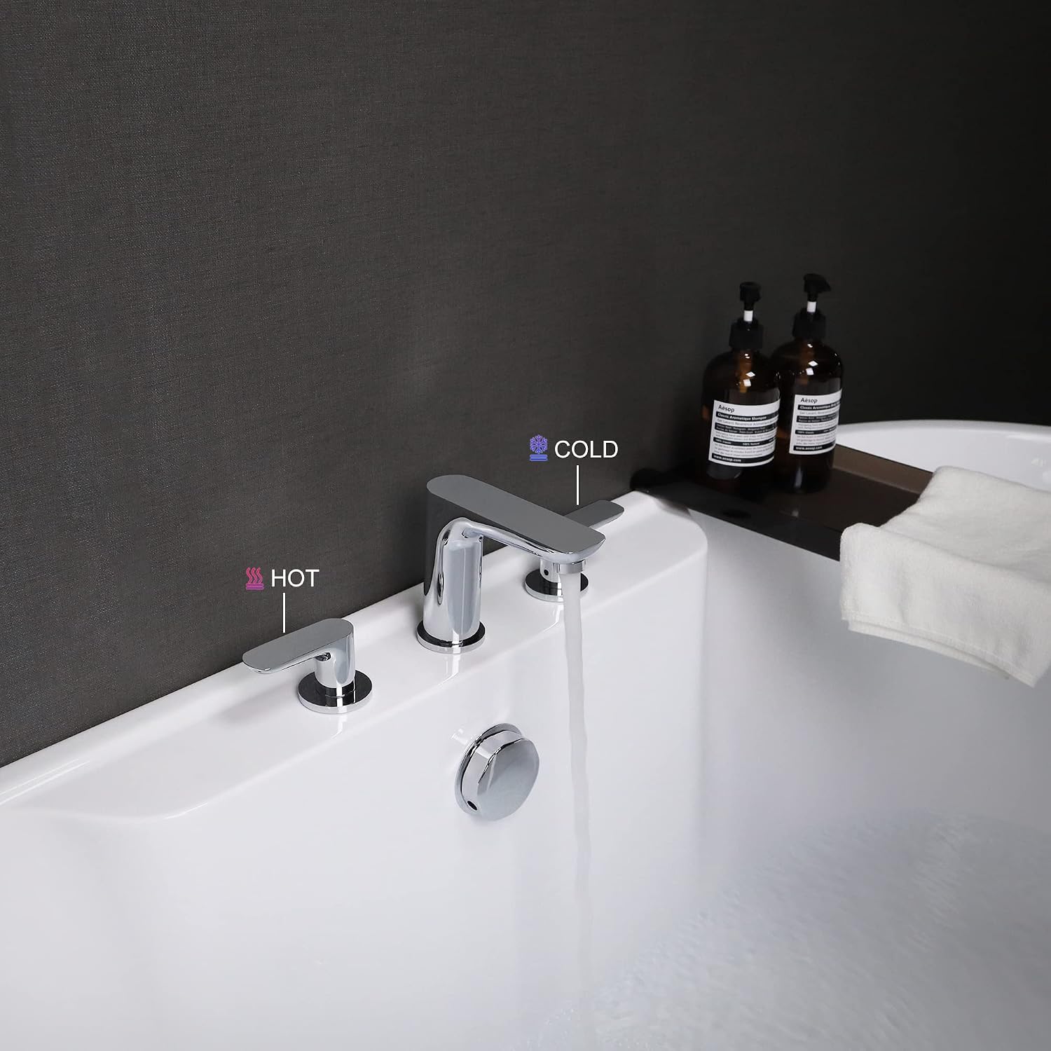 Roman Tub Faucet 3 Hole, Chrome Deck Mount Tub Faucet, Brass Garden Bath Tub Filler High Flow, Bathtub Faucet Set, Bathroom Sink Faucets 2 Handles - Huifeidezhu