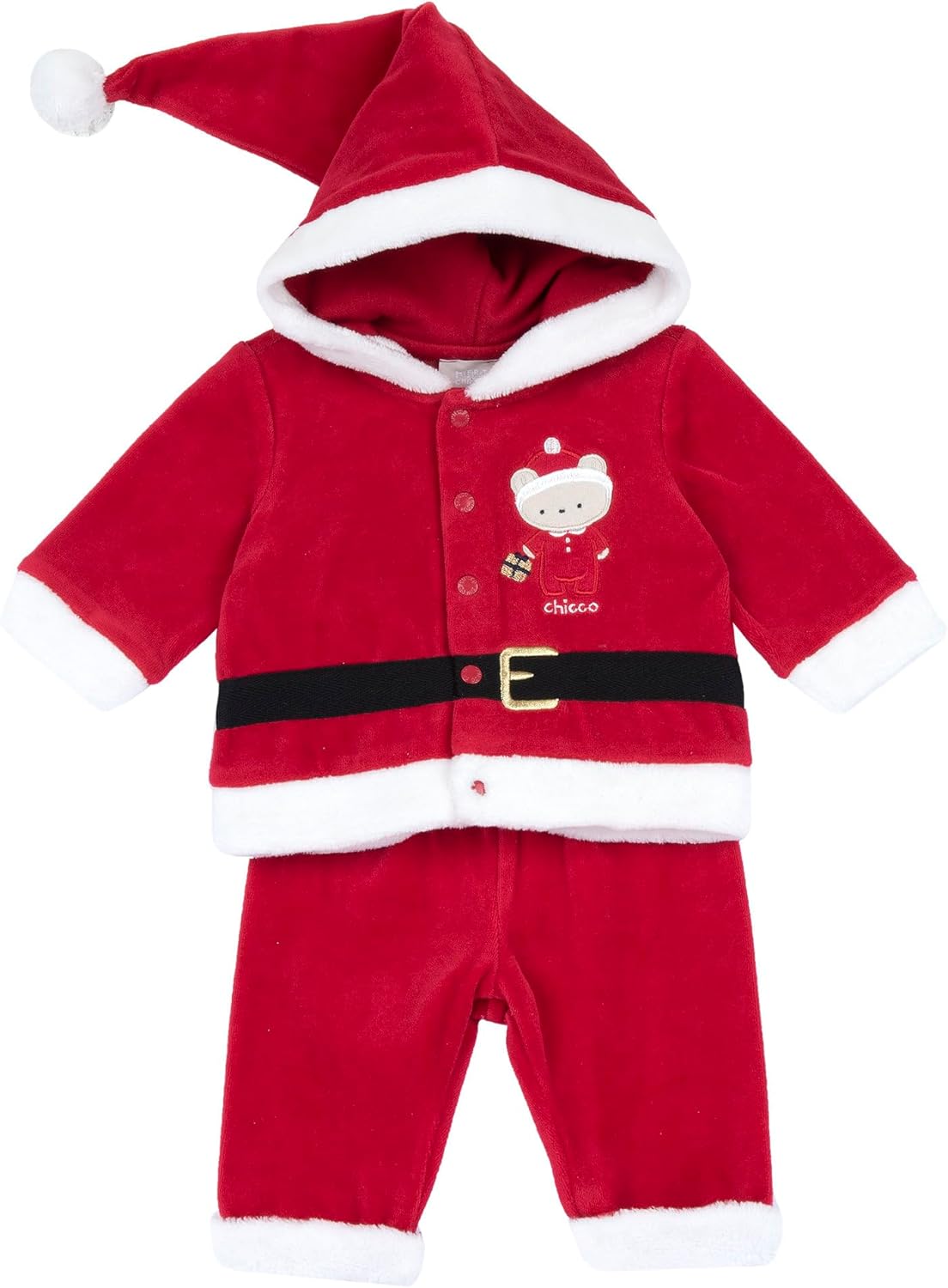 Cadeau Bébé Italien Ensemble Bébé Chicco - Bonnet Et Pantalon En Coton - Lavable Machine - 0-24 Mois - Cadeau Naissance Fermeture Dos Boutons