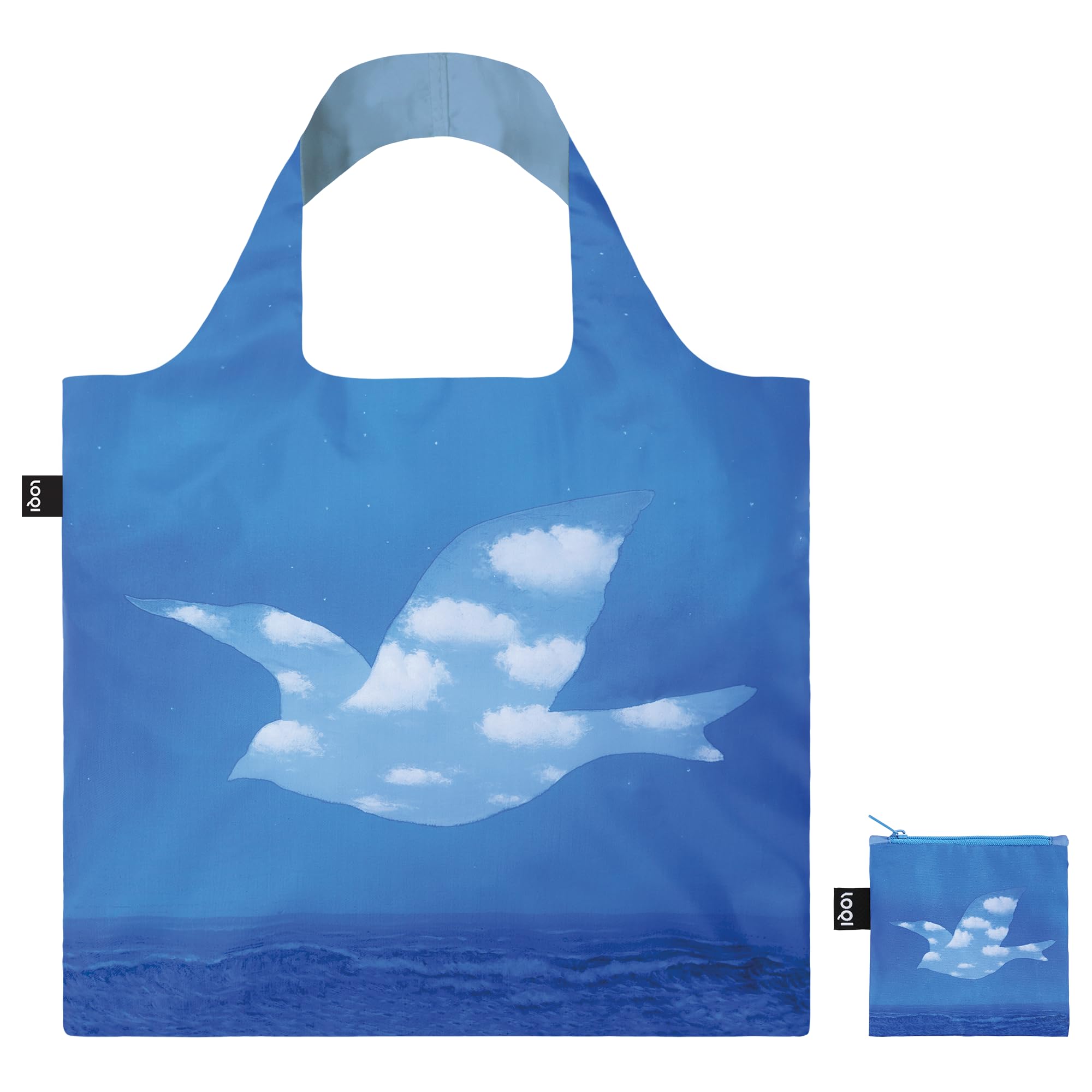 LOQI RENE MAGRITTE The Promise Recycled bag, blue, Blue, Contemporary, Blue, Medium to Large, Contemporary