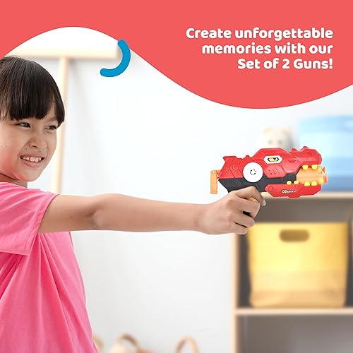 Miniatura 2 de Dazmers Paquete de 2 pistolas Nerf de dinosaurio para niños pequeños, balas de espuma de dinosaurio, pistola de dardos de dinosaurio Nerf Cool