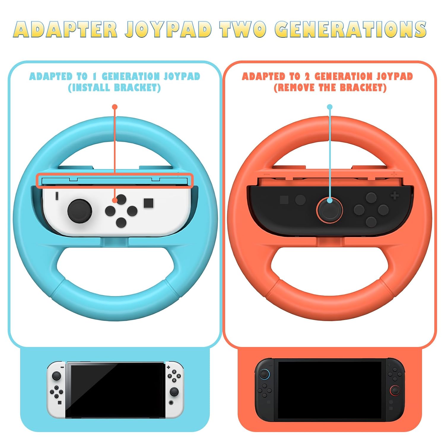 VGBUS 2PACK Steering Wheels for Nintendo Switch 2/Nintendo Switch/Switch Oled Console JoyCons,Racing Wheels Compatible with Mario Kart Wolrd 8 Deluxe switch 2 2025 Joycon Controller. (2PCS RED&GREEN) 7 71zitdQHmDL. SL1500