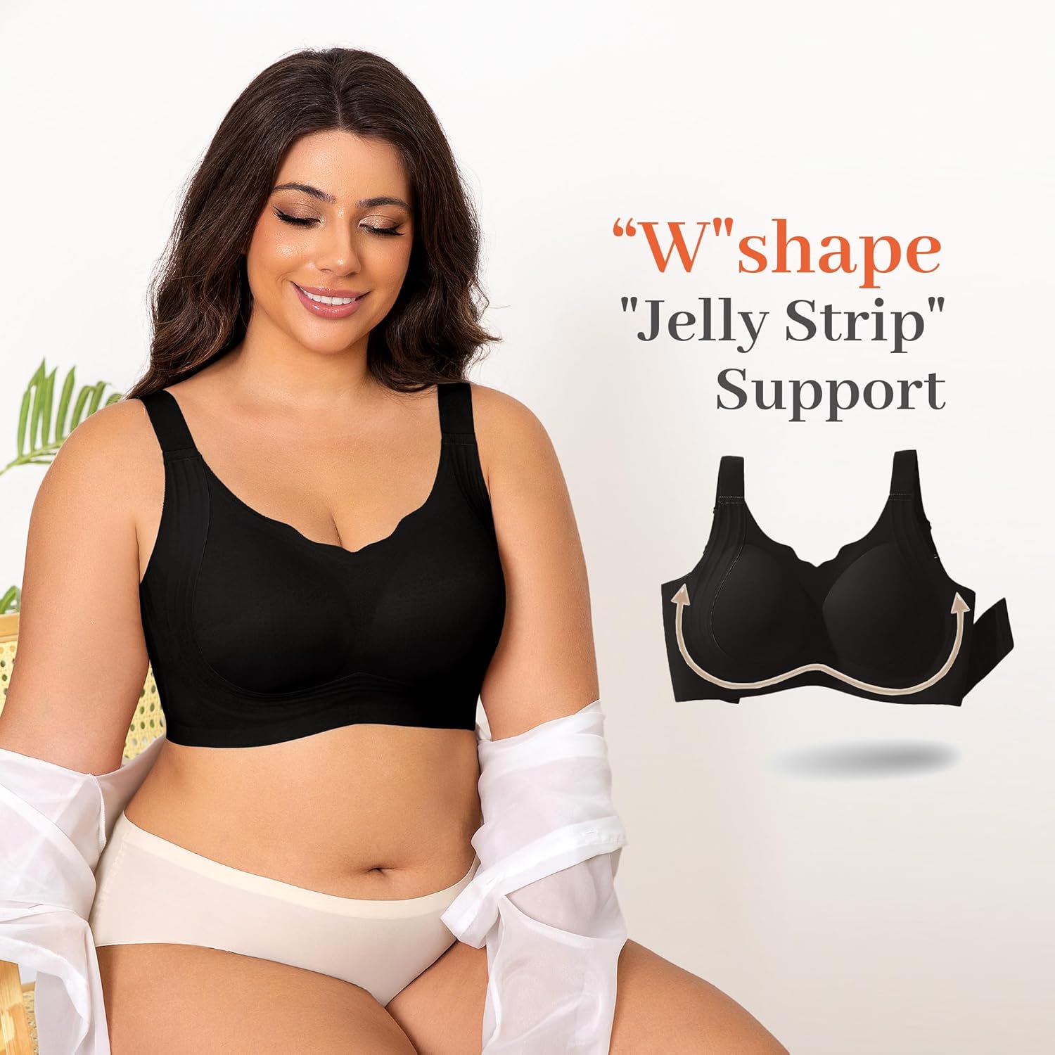 Fittingirls Scalloped Edge Wire-Free Bra Seamless Full Coverage Support Padded Cups Flexible for Multi-Scenario Wear - Image 4