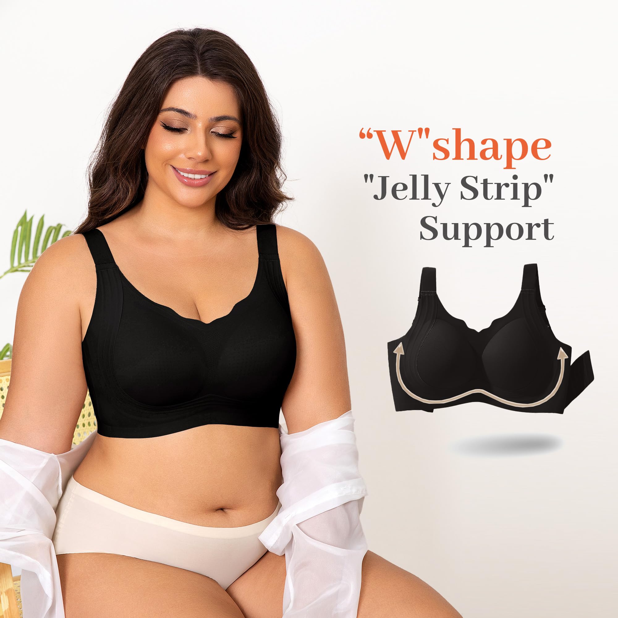 Fittingirls Reggiseno Senza Ferretto Bordo Smerlato, Senza Cuciture Copertura Totale Supporto Coppe Imbottite - Adatto a Ogni Scenario