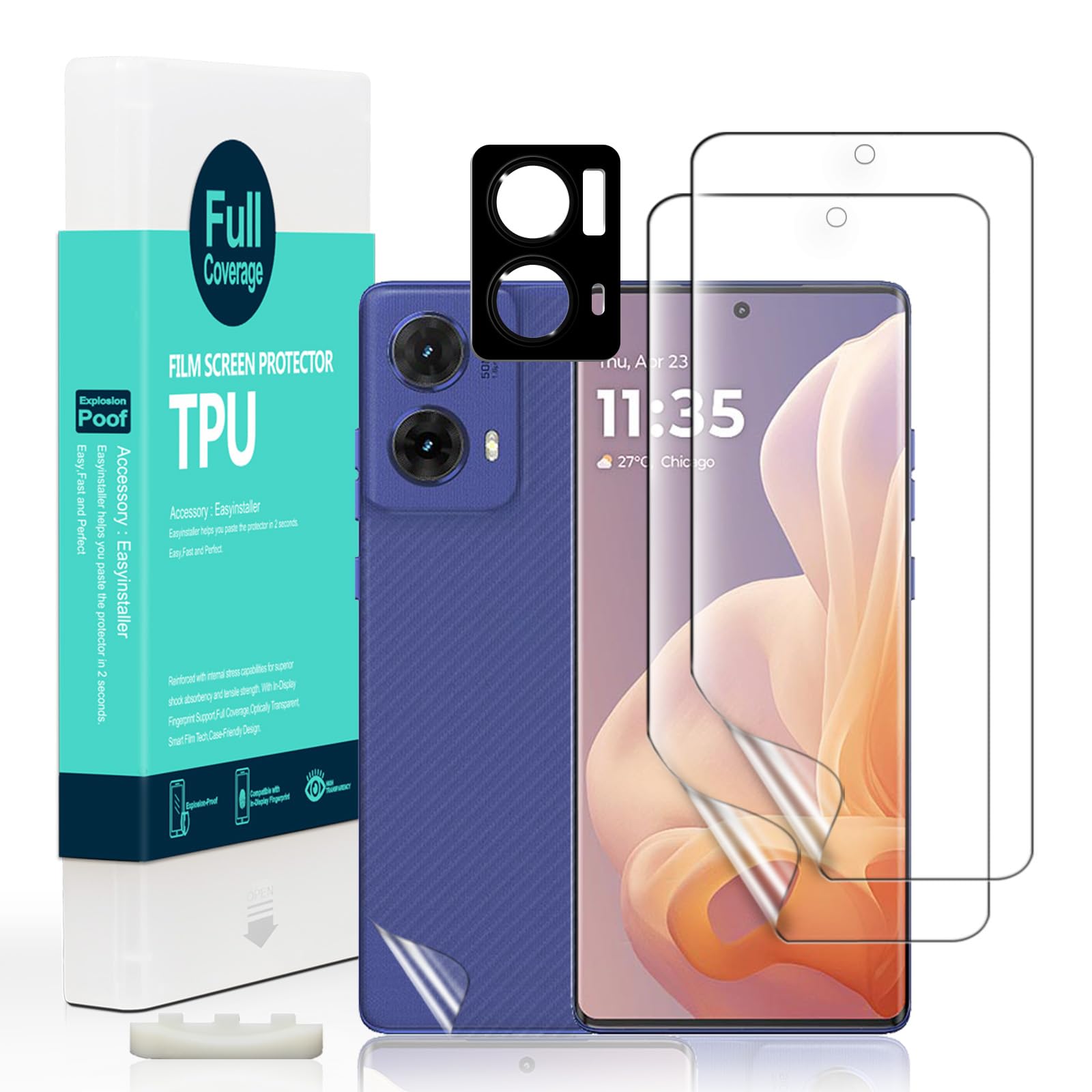 Screen Protector For Motorola Moto G85 5G 6.67"[2 Pack],Flexible TPU Film,With 1Pc Camera Lens Protector,1Pc Back Film,Bubble Free,Easy to install