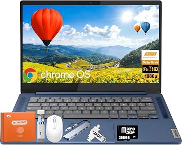 Lenovo 2025 IdeaPad Slim 3 Chromebook Laptop for Business Student, 14"FHD Display, 4 GB Memory, 320 GB Storage64GB eMMC+256GB MSD, 8-Core MediaTek Kompanio 520, Wi-Fi 6, Up to 13.5 Hours, Chrome OS