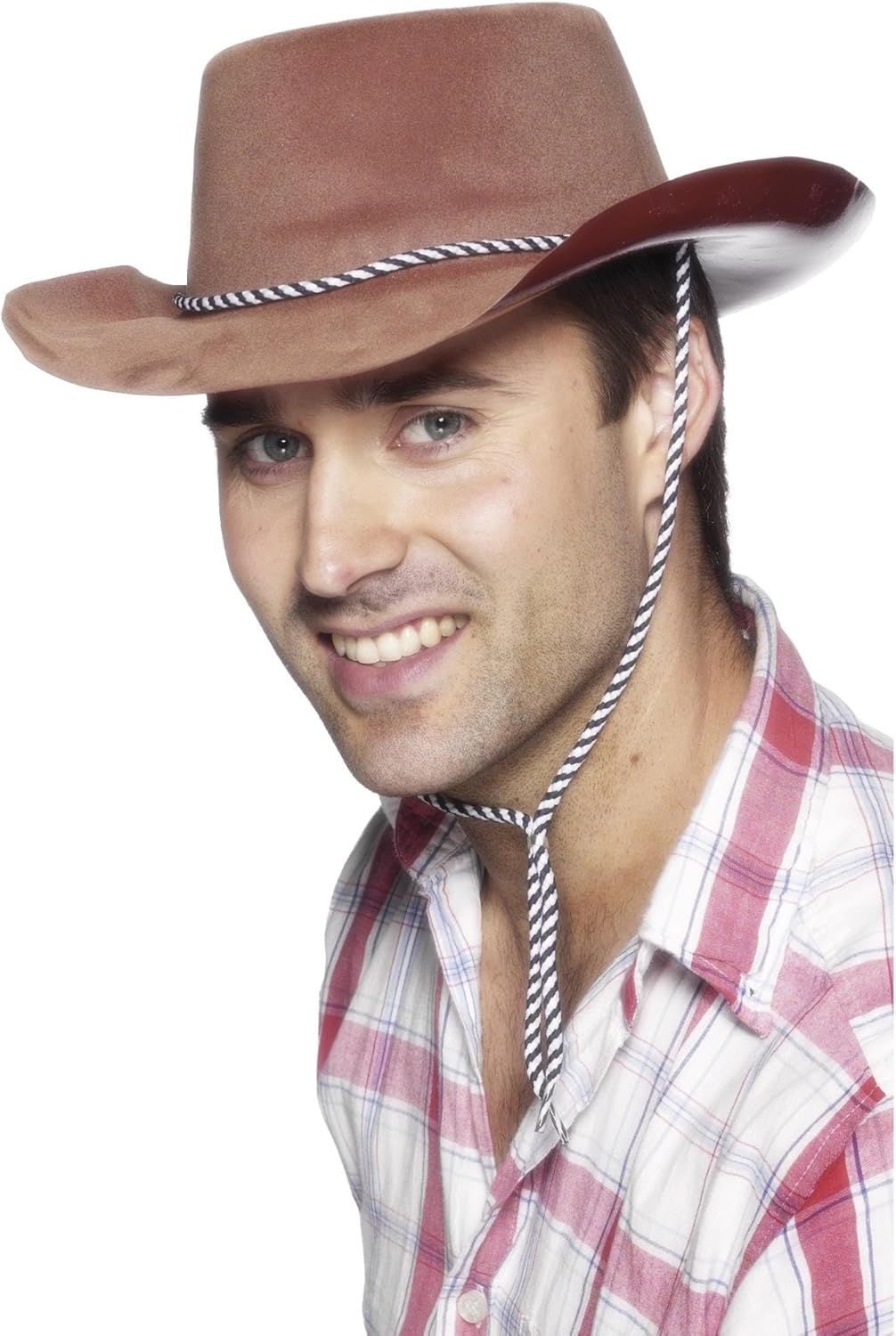 Smiffy's Cowboy Hat Flocked Plastic With Cord - Black (US)