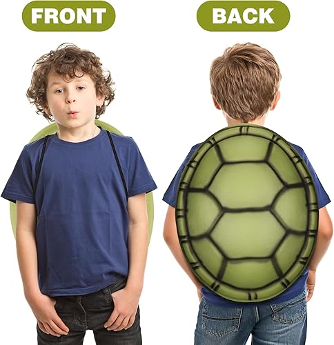 Vista 4 de TOYANDONA Disfraz de concha de tortuga, 3 piezas de disfraz de Halloween de concha de tortuga de EVA para niños, fiesta de cosplay, accesorios