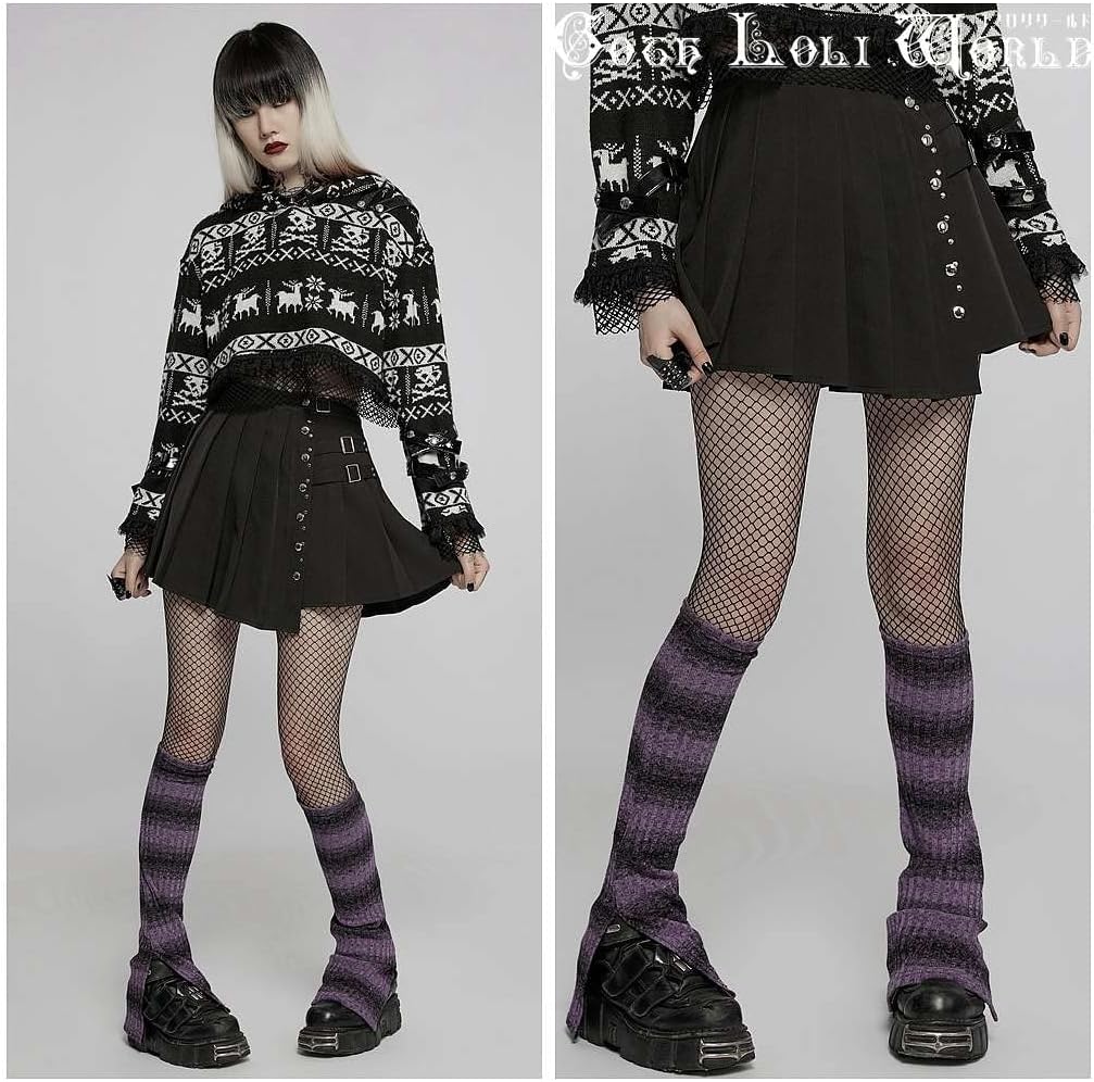 [ゴスロリワールド] ゴシックボーダーニットレッグウォーマー WS-513V