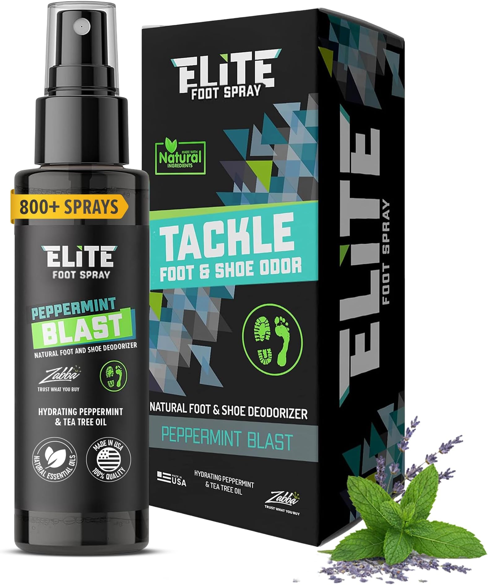 Elite sportz equipment Shoe Deodorizer - 4 oz Foot Spray and Shoe Odor Eliminator - No More Smelly Shoes or Stinky Feet with Our Peppermint Shoe Freshener - Small Gift for Men & Women