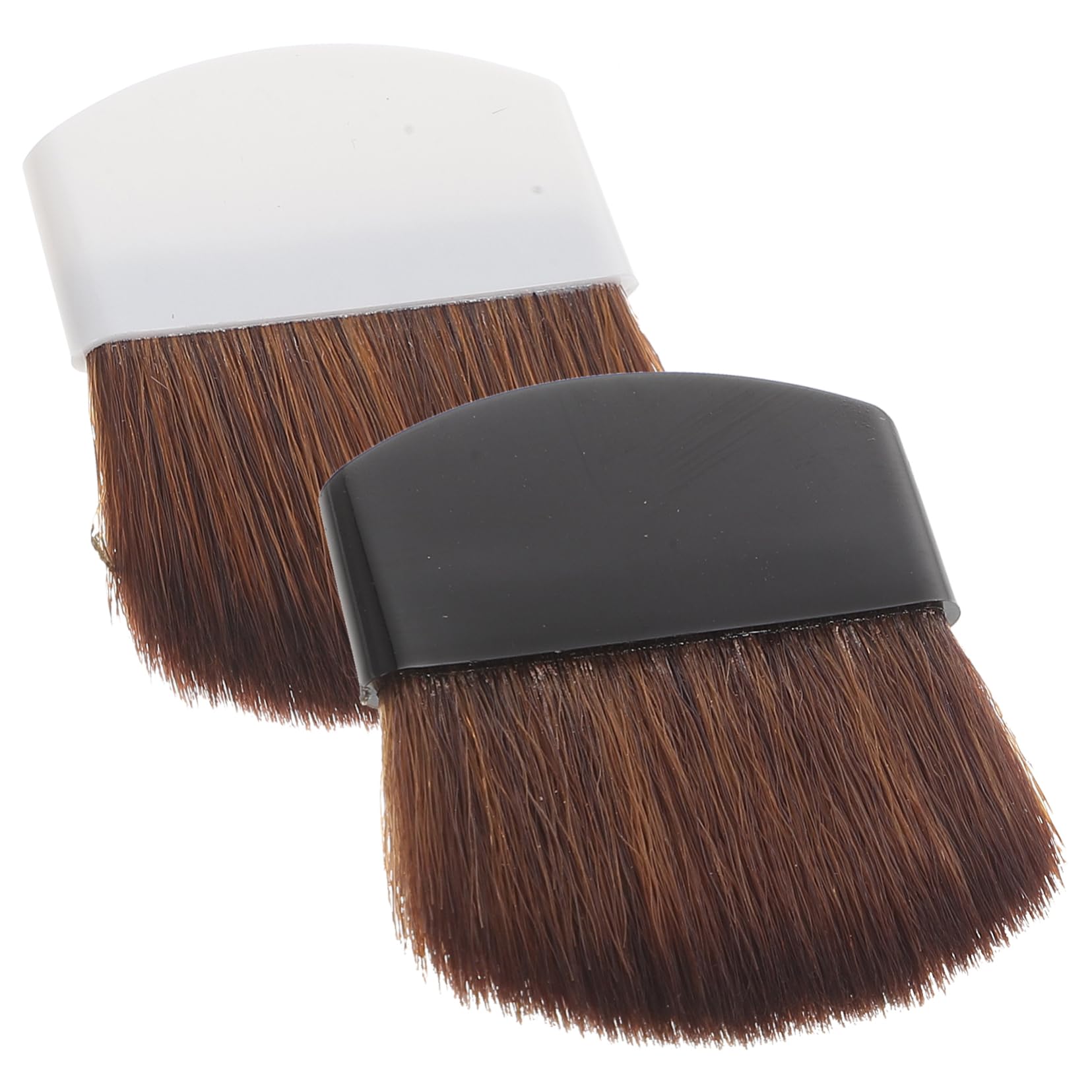 Veemoon Set 2 Pennelli Blush Professionali Piatti, Spazzole Dense in Plastica e Setole di Cavallo, Portatili per Fondotinta e Applicazioni Quotidiane