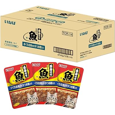 [訳あり: 2025年10月31日賞味期限] いなば マルウオ 白身のせ まぐろ白身のせ かつお節入り 40g×96個 (セット) 猫用 ウェットフード パウチ