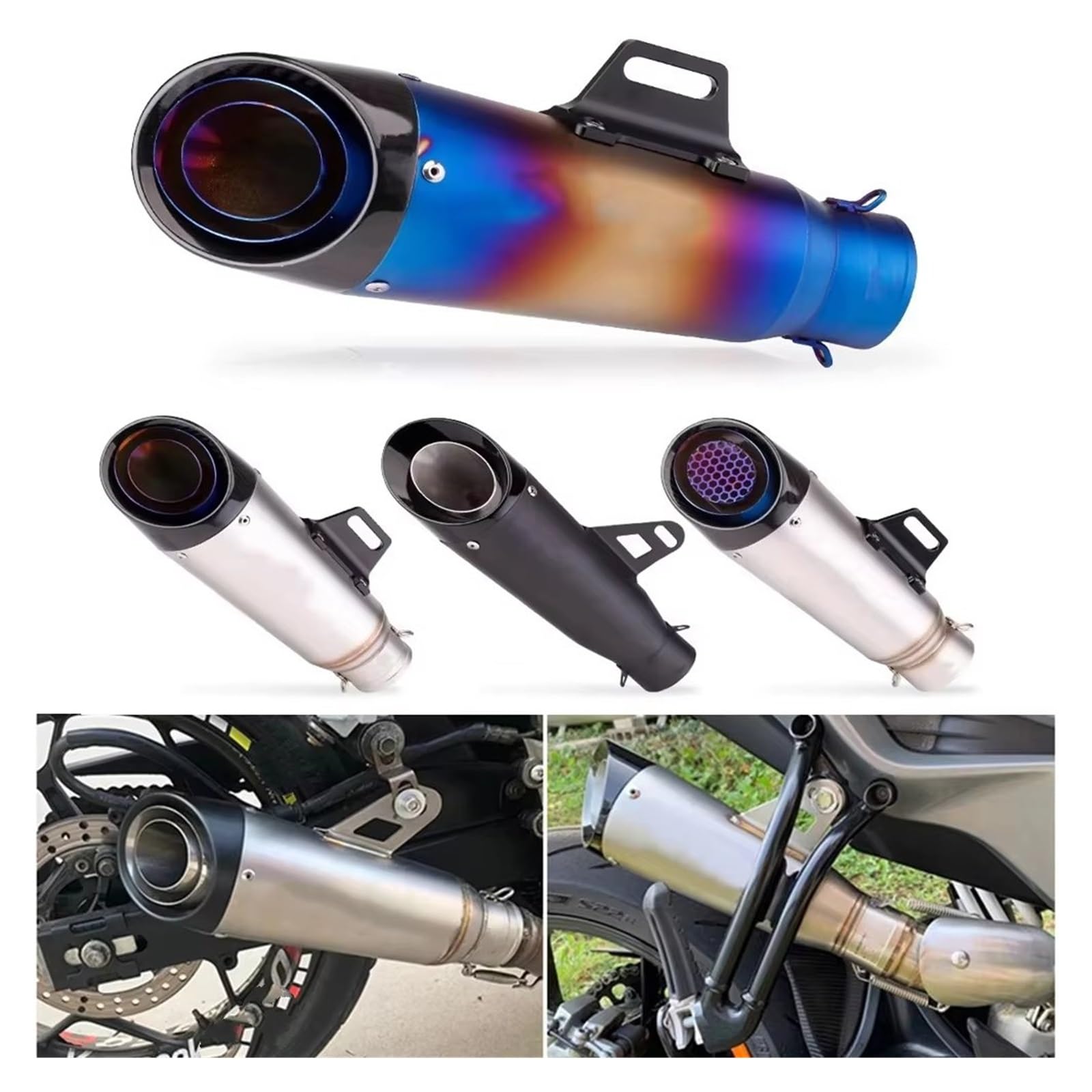 silencioso escape moto Para Kawasaki Para Ninja Para Z900 Para CB650R | Para R3 51mm silenciador de Escape para motocicleta tubo de Escape 335mm de longitud(B 51mm)