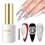 Imtiti Silver Cat Eye Gel Nail Polish, 15ML Silver Holographic Glitter Cat Eye Gel Polish with Magnet UV LED Magnetic Gel Nail Polish Clear Galaxy Sparkly Home DIY Manicure Nail Kit