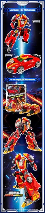 Metal Cardbot S Transforming Robot Figure Car Toy (RED Blitz Sports car)