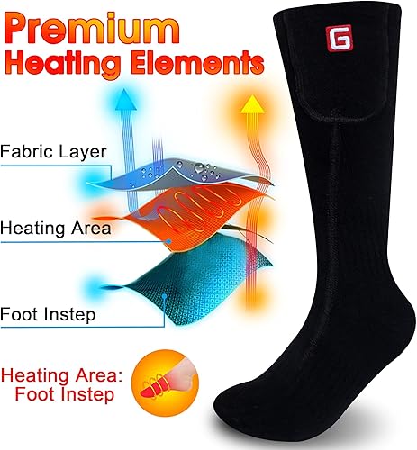 Miniatura 3 de Magnolia Calcetines calefactables, calcetines eléctricos recargables para hombres y mujeres, calentadores de pies de invierno con 3 ajustes de calor