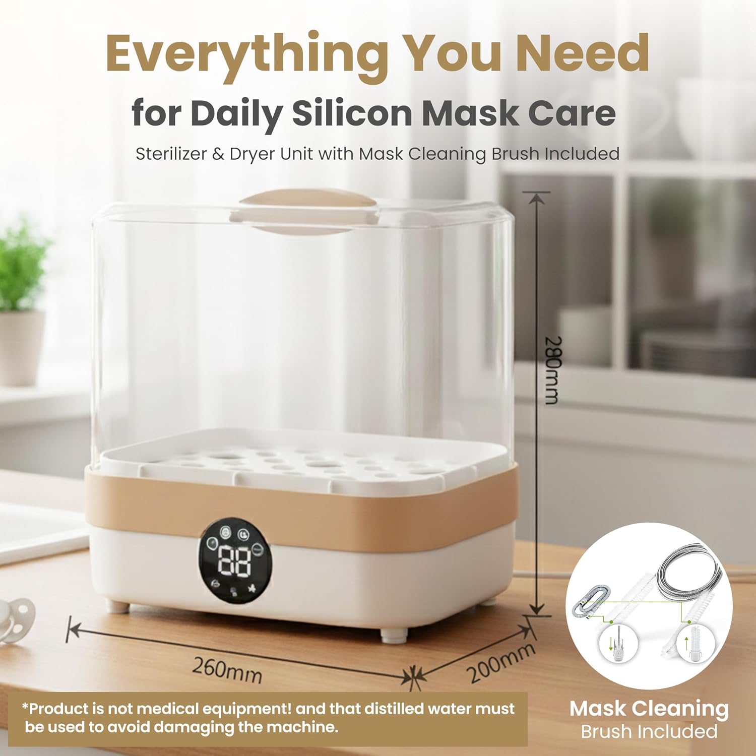 Cleaner and Sanitizing Machine, Cleaning Machine for Masks & Bottles, Deep Machine Cleaner with Hose Brush Kit, Steam Cleaning & HEPA Air Drying System