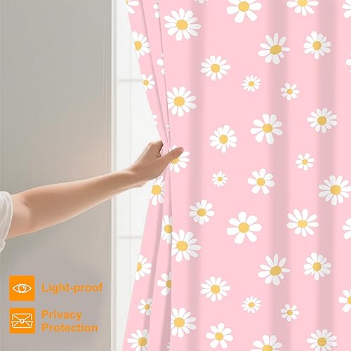 Miniatura 3 de Cortina de ducha con flores de margaritas rosas florales, cortinas de ducha de baño, decoración del hogar, tela impermeable lavable a máquina con 12