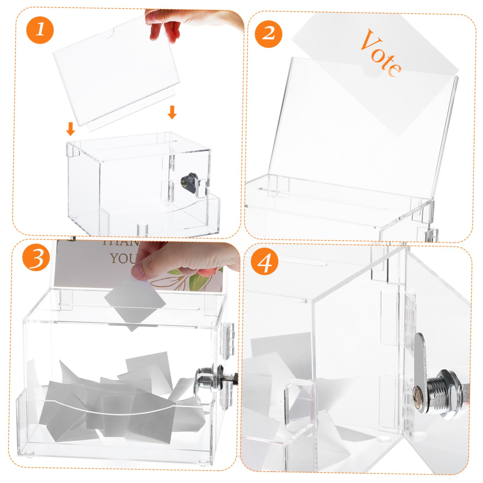 PLAFOPE Transparente Spardose Transparent aus Acryl mit Großem Fassungsvermögen Sicherer und Langlebiger Öffentlicher Briefkasten für Spendenaktionen und Vorschlagsbox