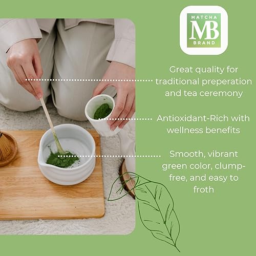 Miniatura 4 de Matcha Brand Lata de matcha orgánica de grado ceremonial, polvo de matcha de té verde japonés auténtico de alta calidad, 1.06 oz