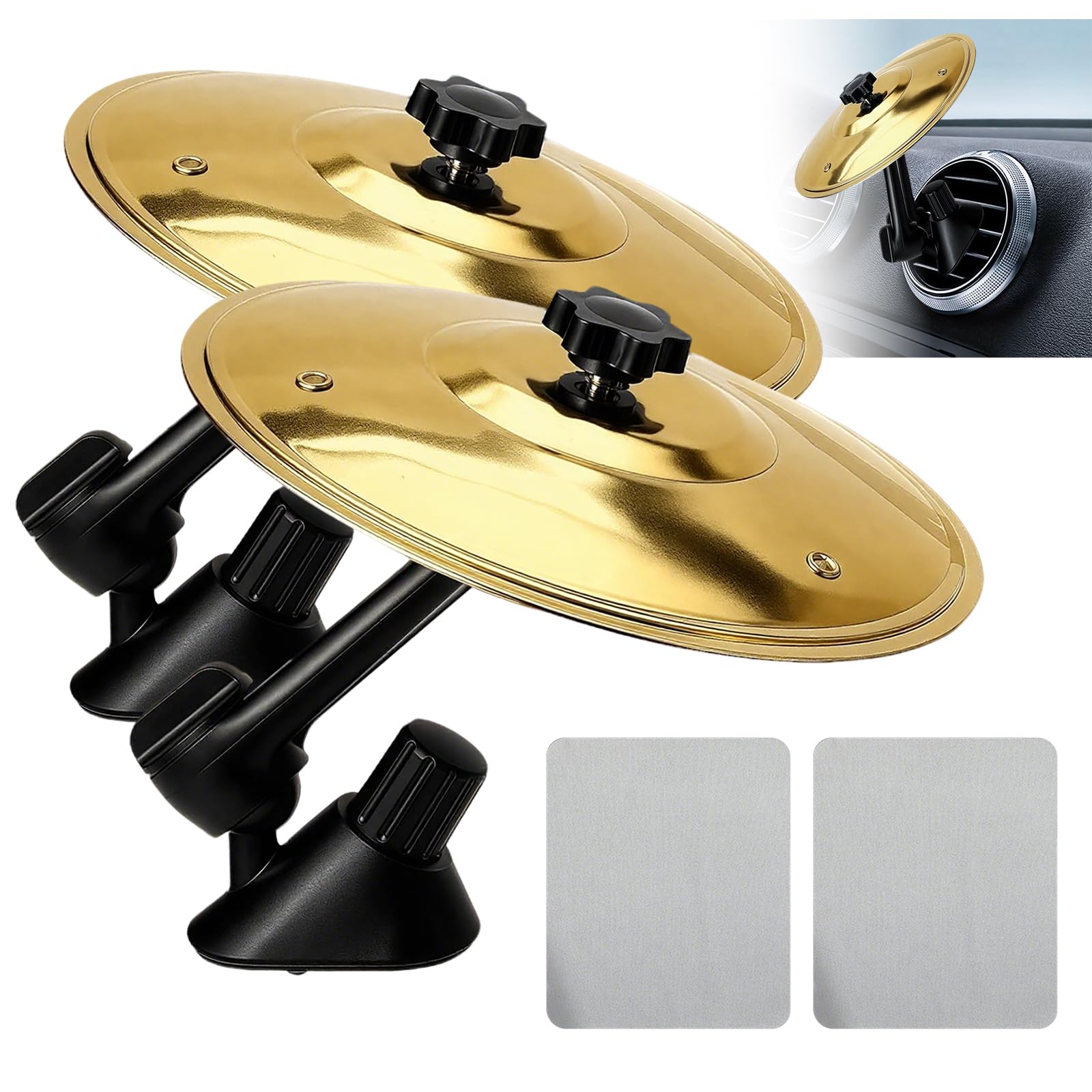 Mini cymbales pour grille d'aération de voiture - Lot de 2 instruments de percussion - 8